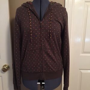 Aeropostale XL zip hoodie brown w candy polka dots